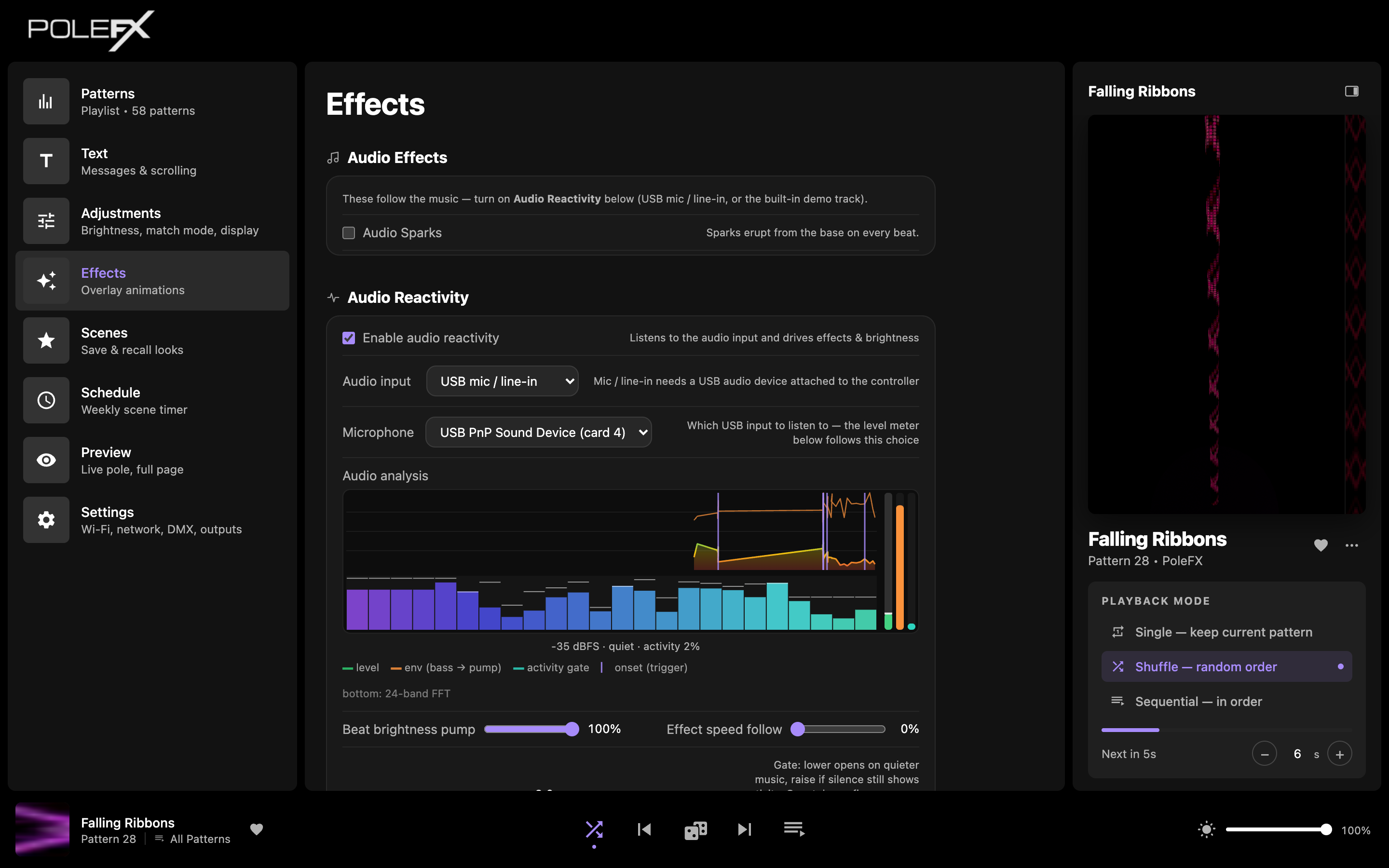 The Effects page