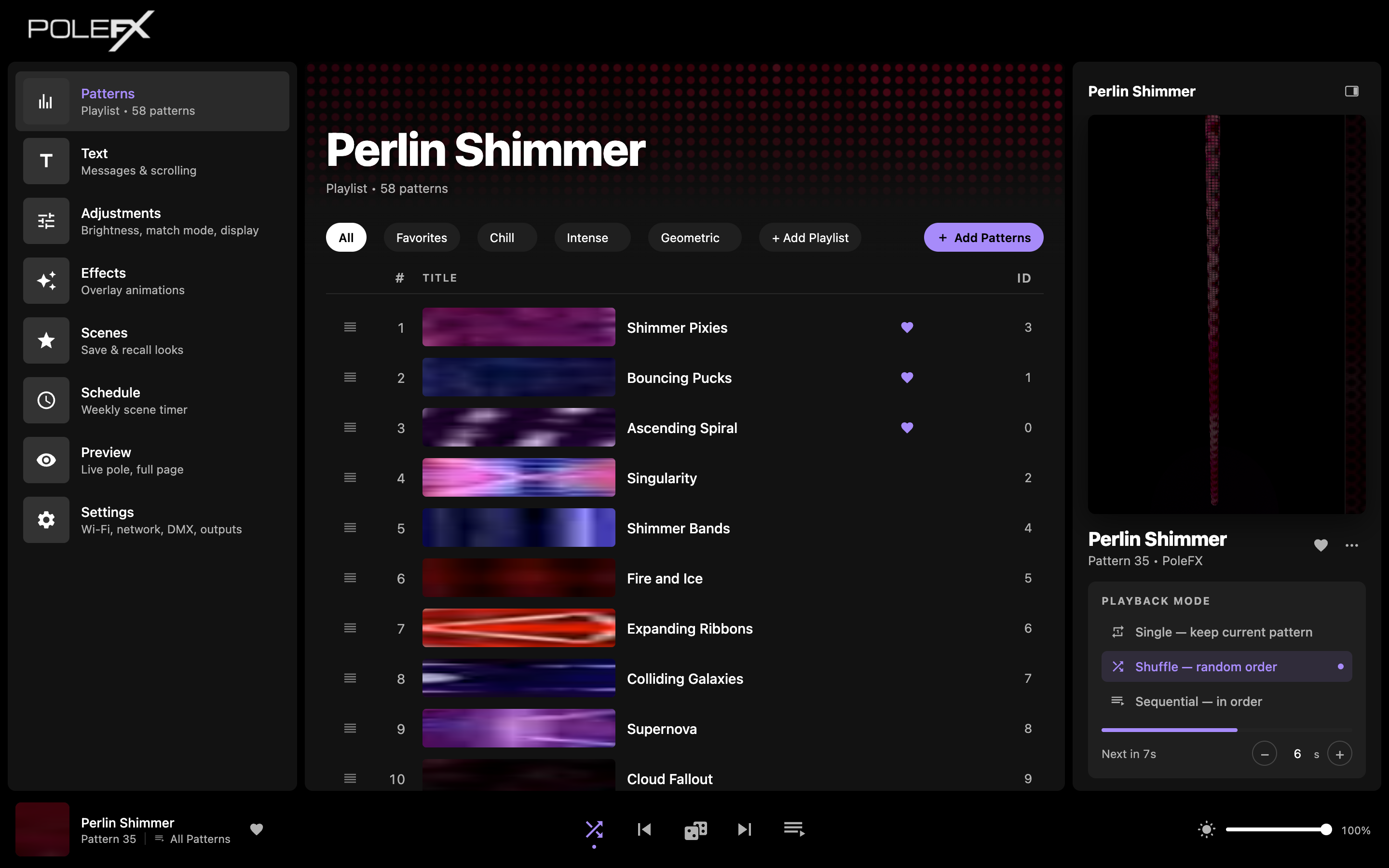 The Patterns page