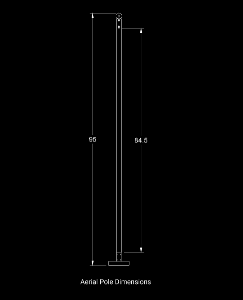 Aerial LED Dance Pole — Wired dimensions