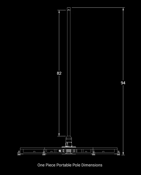 Portable LED Dance Pole — One Piece dimensions
